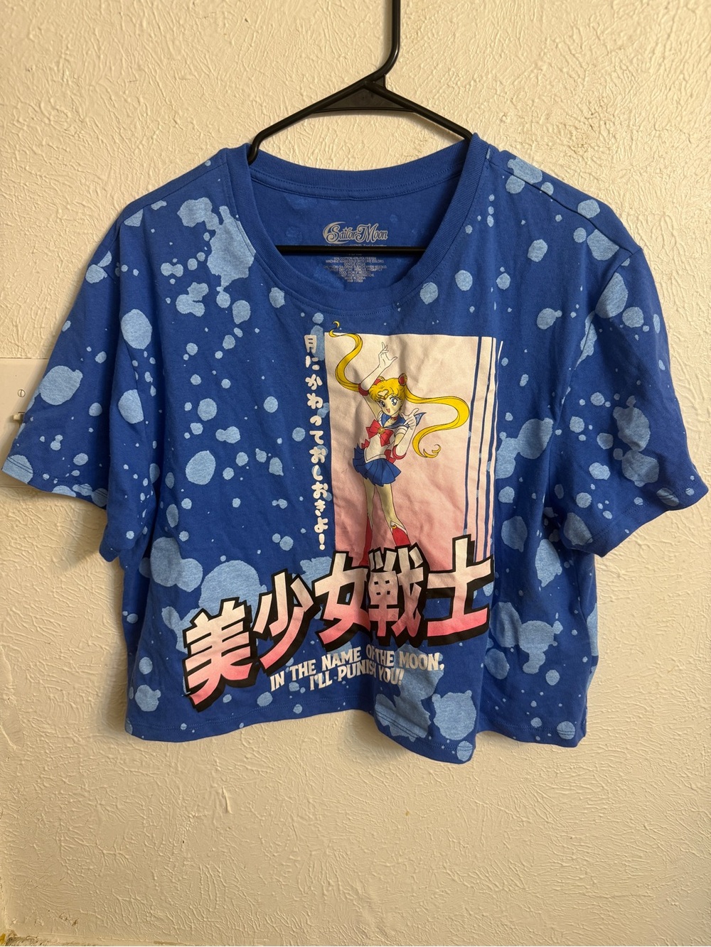Blue Sailor Moon Graphic Crop Tee - Women’s